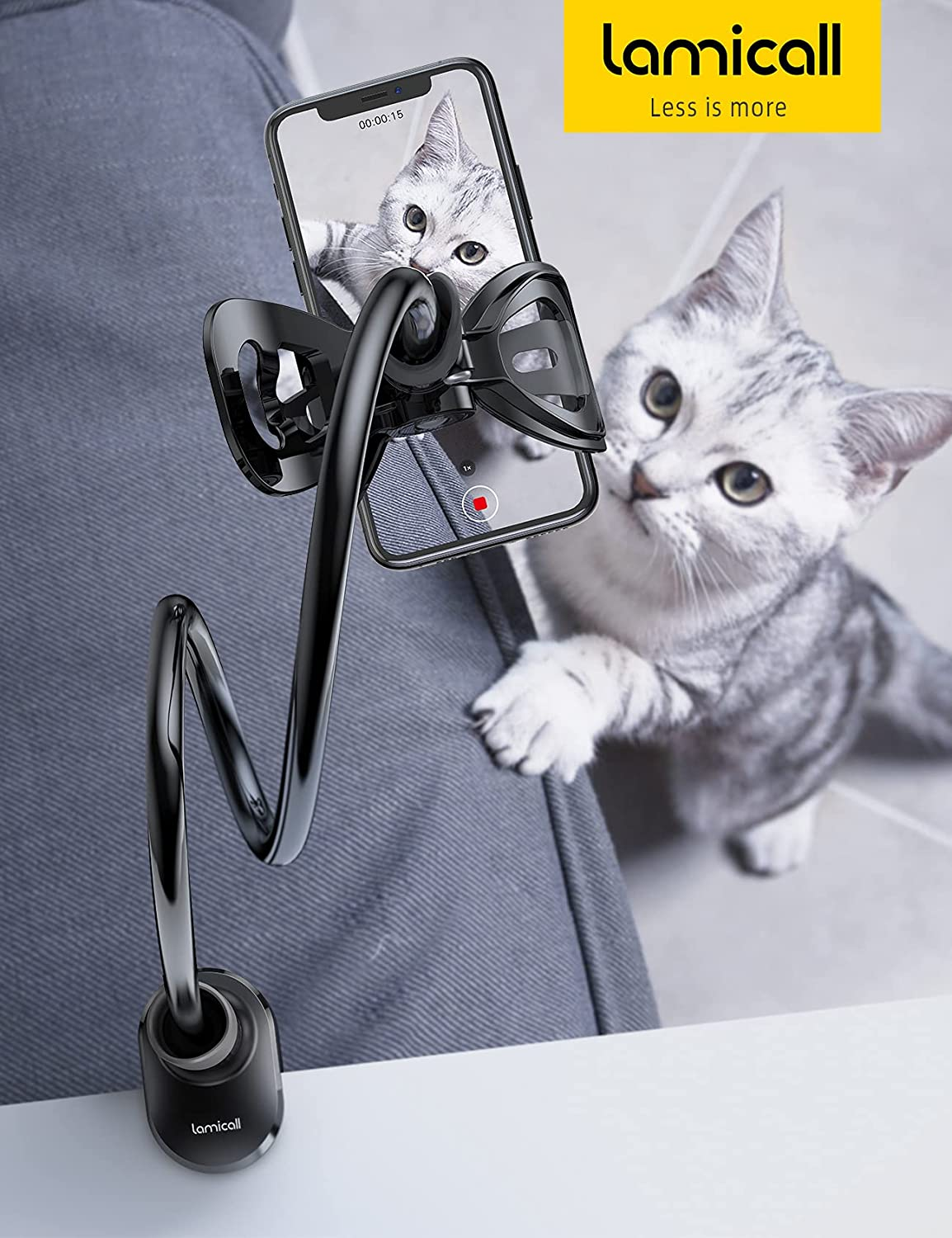 Phone Holder Bed Gooseneck Mount -  Cell Phone Clamp Clip for Desk, Flexible Lazy Long Arm Headboard Bedside, Overhead Mount Stand, Compatible with Phone 12 Mini 11 Pro Xs Max XR X 8 7 6 Plus