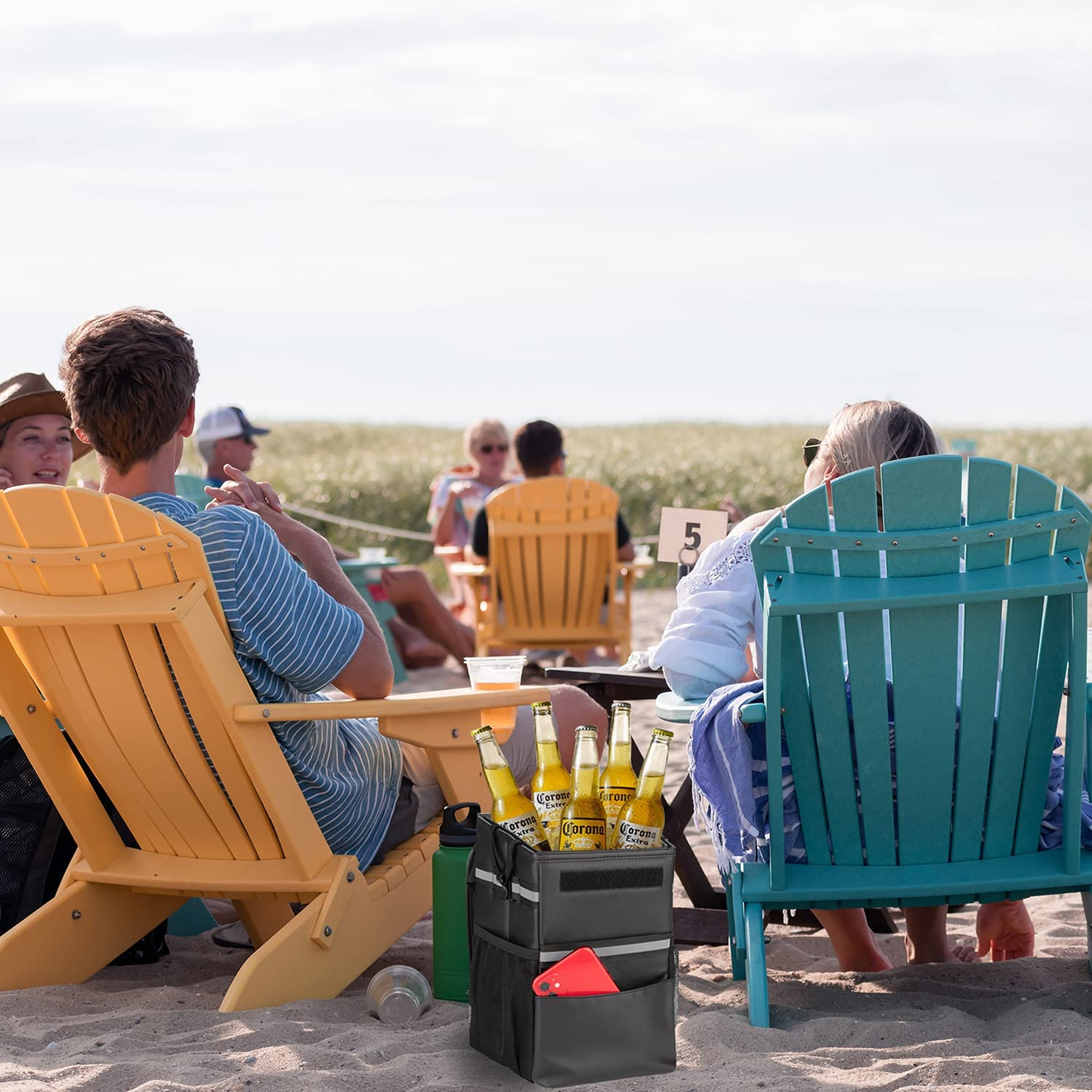 Large PU Leather Car Trash Can with Lid & Leak-Proof Liner, Elegant Car Accessories for Travel, Removable Tissue Holder & Car Garbage Bag Hanging with Strap, Auto Trash Bin,Vehicle Waster Container