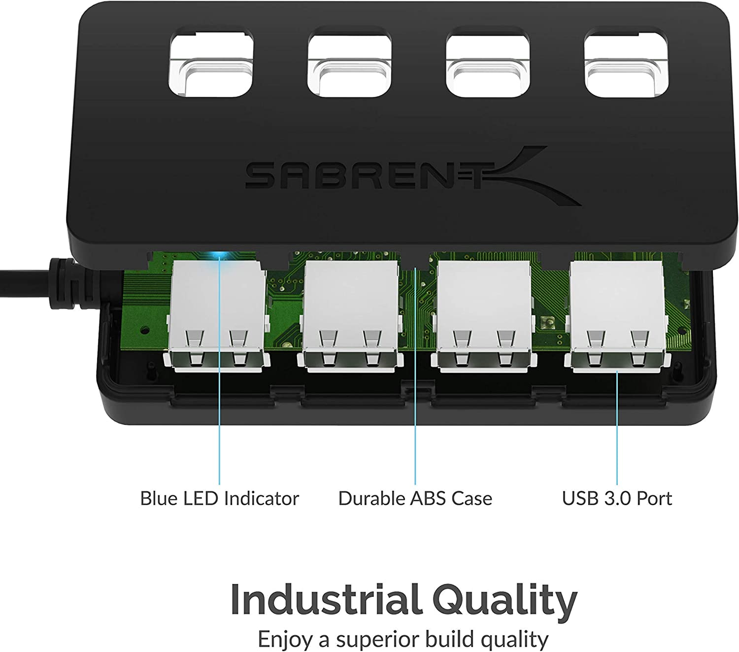 4-Port USB 3.0 Hub with Individual LED Power Switches (HB-UM43)