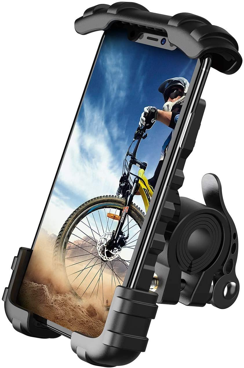 Bike Phone Holder, Motorcycle Phone Mount -  Motorcycle Handlebar Cell Phone Clamp, Scooter Phone Clip for Phone 11 / Phone 11 Pro Max, S9, S10 and More 4.7" - 6.8" Cellphone