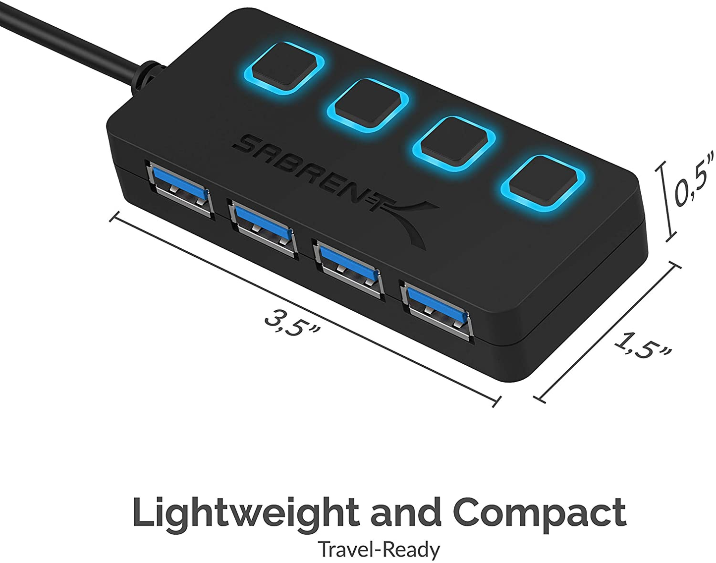 4-Port USB 3.0 Hub with Individual LED Power Switches (HB-UM43)