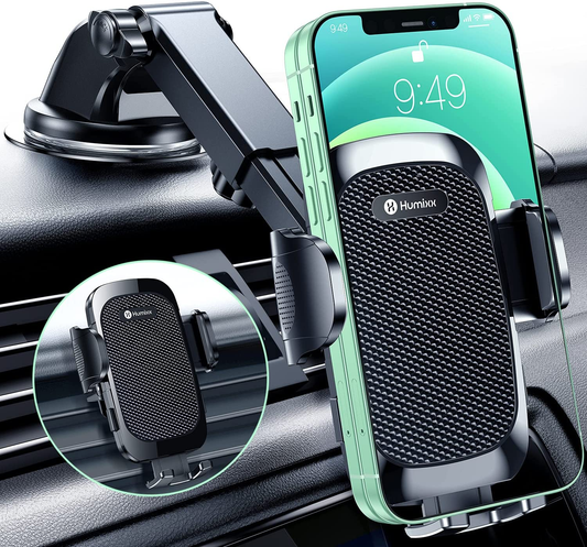 Car Phone Holder Mount [Military-Grade Super Suction & Stable] Universal Hands-Free Cell Phone Holder for Car Dashboard Windshield Air Vent Car Mount for Iphone Samsung All Smartphones & Cars