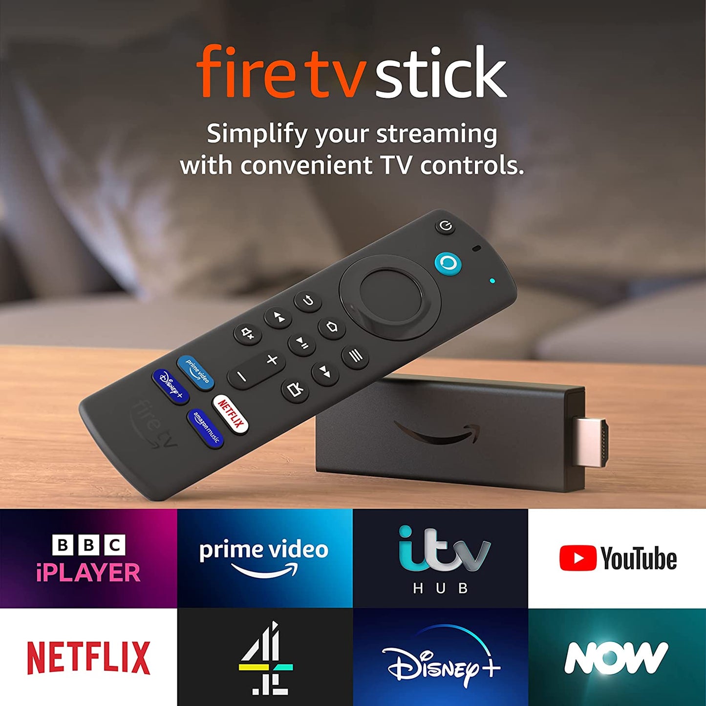 Fire TV Stick with Alexa Voice Remote (Includes TV Controls) | HD Streaming Device